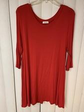 Love In , Women’s Short Swing Dress Size M, Red,3/4 Sleeves, Round Neckline,