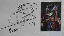CARLOS PUYOL BARCELONA AND SPAIN, AUTOGRAPH MOUNTED TO CARD.