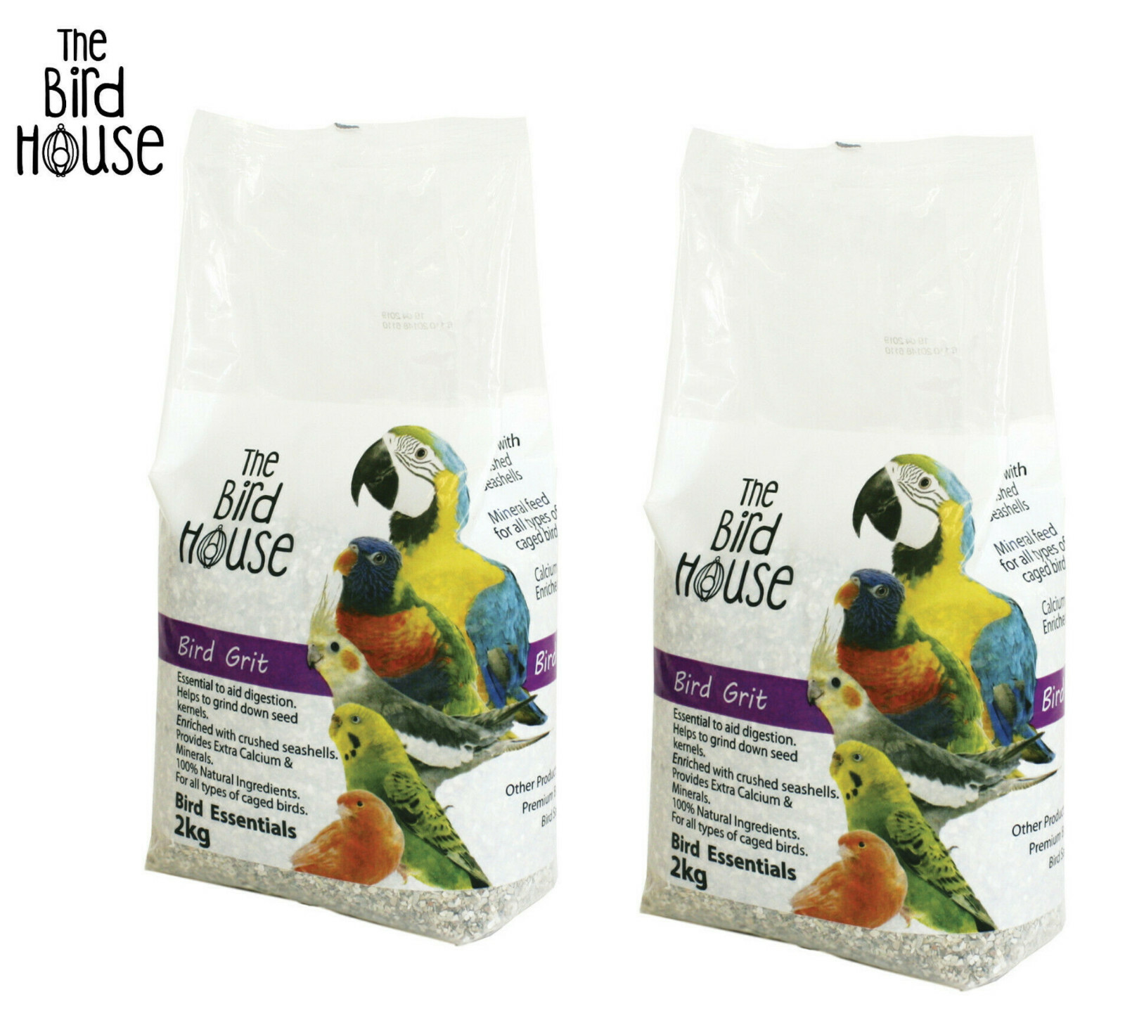 2X HAPPYPET BIRD GRIT WITH CALCIUM AIDS DIGESTION BUDGIE CAGE AVIARY 2KG BAG