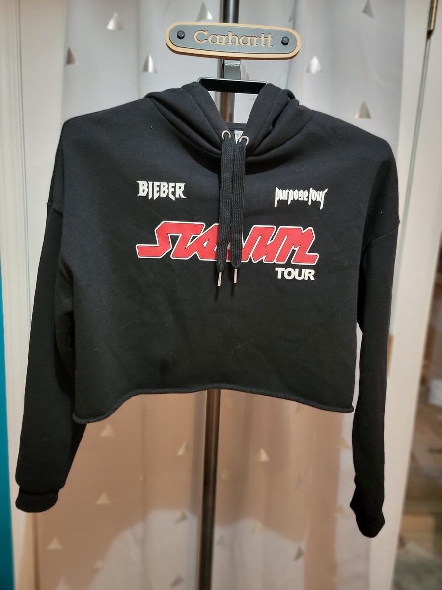 Divided H&M Justin Bieber Black Stadium Tour Cropped Hoodie