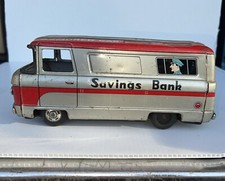 1950's-1962 ARMORED CAR SAVINGS BANK, TIN FRICTION DRIVE