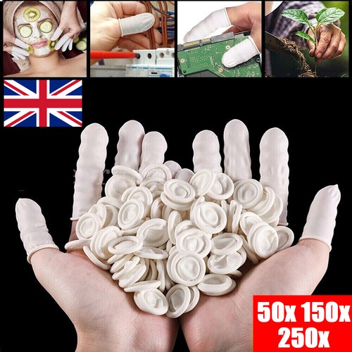 Rubber Disposable Finger Cots Non-slip Anti-static Fingertip Protector Gloves UK - Picture 6 of 17