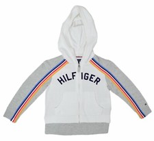 Tommy Hilfiger Girls Zip-Up Hooded Jacket Eyelet Pockets White, Medium M 9697-1