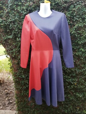 polyester knit dresses Vintage 60s Double dress medium Midi dress