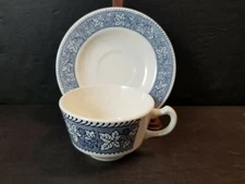 Shakespeare Country Blue (Leaves) by Homer Laughlin, Cups and Saucers 1 Set