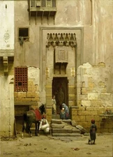 high quality oil painting handpainted on canvas "Courtyard of a house in Cairo"