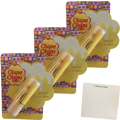 Chupa Chups Lemon Lippenbalsam Lippenpflege Lip Balm Citronenduft 3er Pack usy