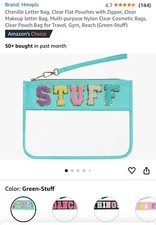 Chenille Letter Bag Clear Flat Pouches with Zipper Clear Makeup letter Bag Mu...