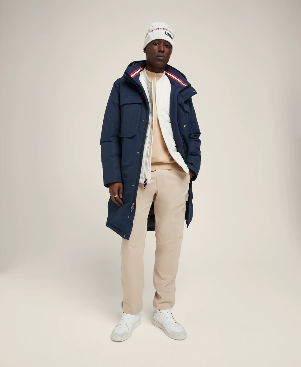 NEW Wilson Stadium Hooded Parka Warm Puffer Jacket Medium Navy DWR