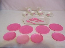 Barbie-Dishes-Roses-Child's Play-19 Pieces-1996-Vintage-As Shown