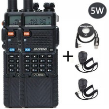 2X BAOFENG UV5R III TRI-BAND HAM RADIO 3800MAH HANDHELD TWO WAY WALKIE MIC KIT