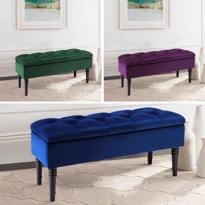 100cm Large Bench Chair Stool Wood Box Hinge Lid Chest for Home Office Storage