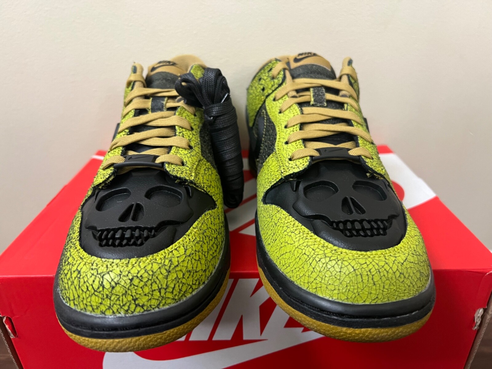 Skull Dunks Nike Dunk Low Retro QS 'Halloween' Skull Skeleton Bright Cactus Black ...