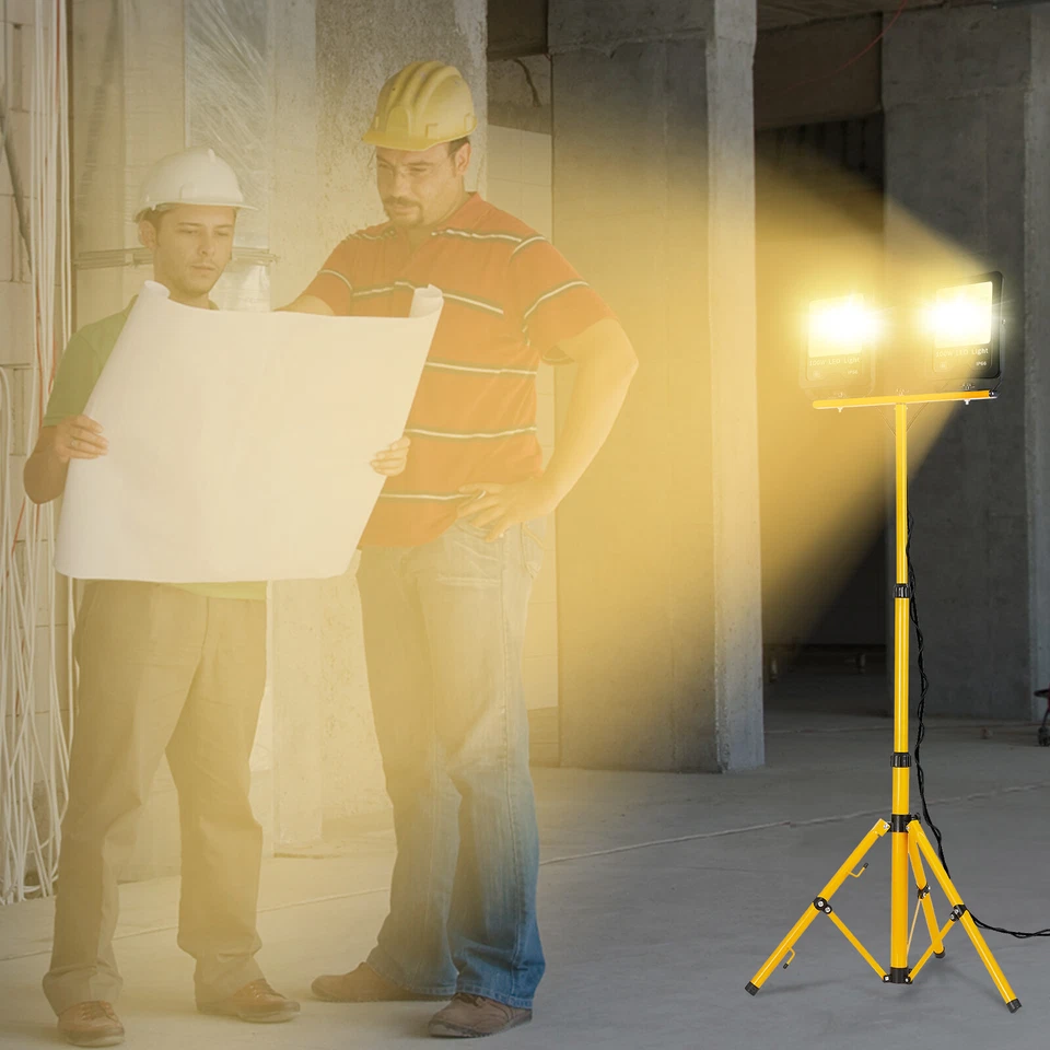 2pcs 50W/100W/200W LED Fluter Flutlicht Baustrahler IP66 Scheinwerfer mit Stativ - Bild 3 von 4