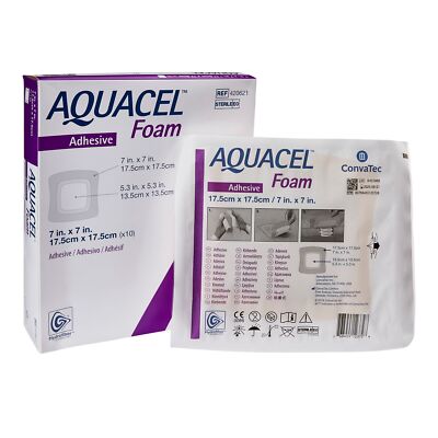 Aquacel Adhesive Gelling Foam Dressing 7'' x 7'' BX of 10