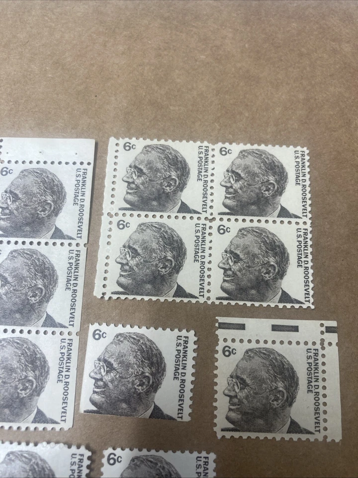 Scott # 1305 US Franklin D. Roosevelt 6¢ Stamp 2 Blocks, 5 loose stamps MINT/MNH - Image 3 of 4