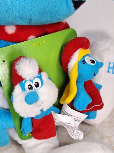 NWT Macy's Smurf Santa Hat Plush 2010 20" Stuffed Toy Christmas & Finger Puppets - Picture 9 of 9