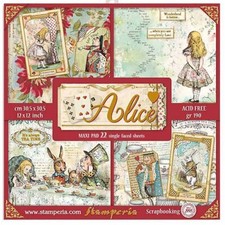 Stamperia Alice Gold 12 x 12 Scrapbook MAXI Pad 22 Sheets SBBXLB08G NEW