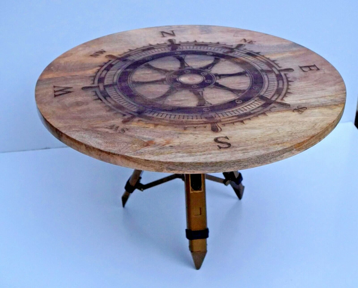 Marine steering wheel ship tripod coffee tea table restaurant