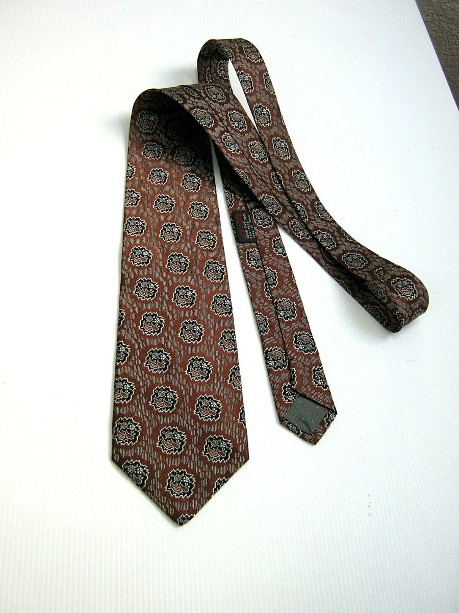 Cravate large en soie gris perle à motifs géométriques Father & Sons