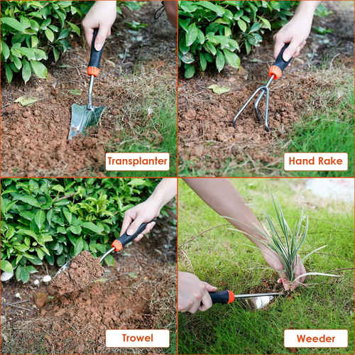 Garden Tool Set, 9 Piece Stainless Steel Heavy Duty Gardening Tool Set, with Non - Picture 6 of 9