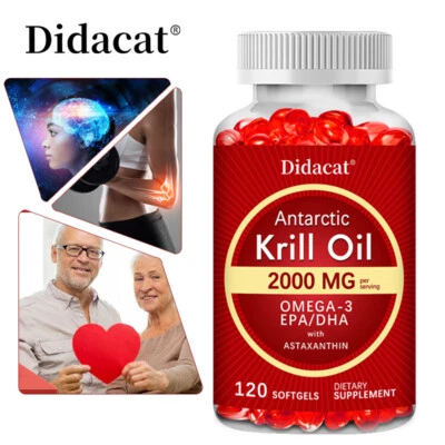 DIDACAT Antarktische Krillöl 2000 mg Softgel Omega-3 EPA DHA Astaxanthin 120 für Knochen