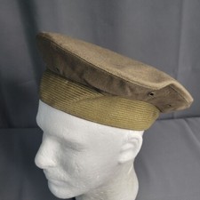 Military Khaki Beret Hat Wool Ventilation Grommets 1946 Vintage 6 7/8