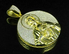 2 Ct Round Cut Diamond Men Jesus Medallion Charm Pendant 10K Yellow Gold Finish