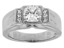 Natural White Topaz Gemstones with 925 Sterling Silver Ring For Men's 4533