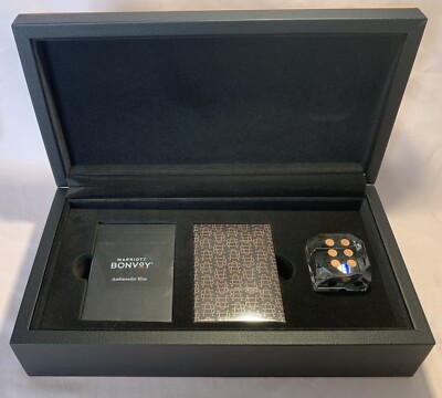 MGM/Marriott Ambassador Elite Leather Card Box, Two Decks & Large Crystal Dice 