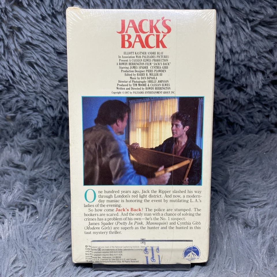 Jack’s Back VHS Tape 1988 Jack The Ripper Paramount Watermarks SEALED *Torn* - Image 4 of 4