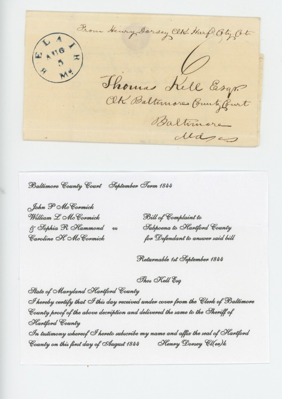 Mr Fancy Cancel STAMPLESS BELAIR Md BALT COURTHOUSE BALTIMORE ASCC $35 1844 FLS 