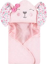 Unisex Baby Cotton Animal Face Hooded Towel, Floral Bunny, One Size
