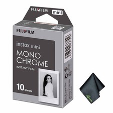 FUJIFILM INSTAX MINI Monochrome Instant Film 10 Exposures , Microfiber Cleaning