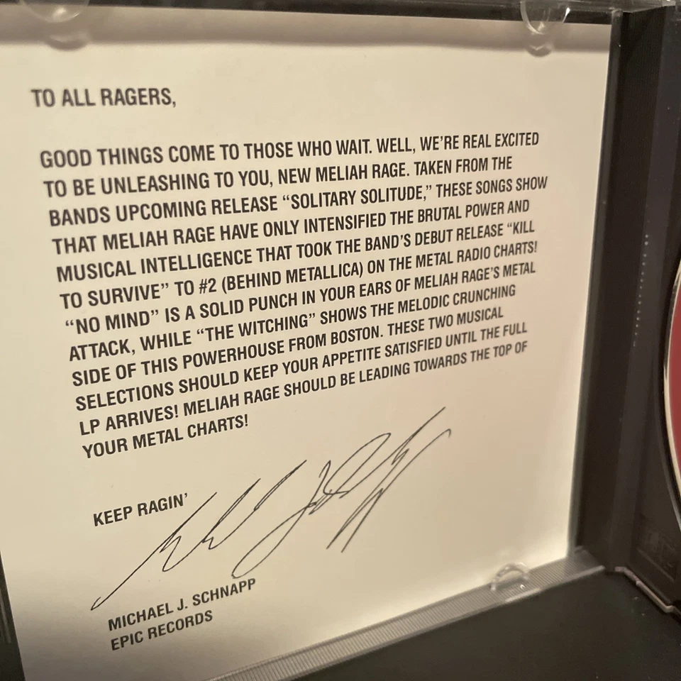 Meliah Rage - 2 Song Sampler ULTRA RARE promo radio only CD '90 - Image 3 of 4