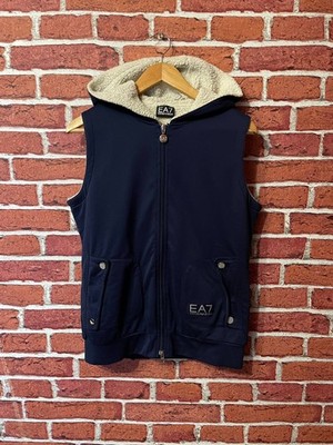 EA7 Emporio Armani Men s Hooded Vest Sherpa Lined Navy Blue Size M Gilet Jacket