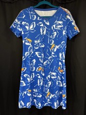 Adidas x FARM Rio Butterfly Print Athletic Dress Blue/White EI4825 Womens Size L