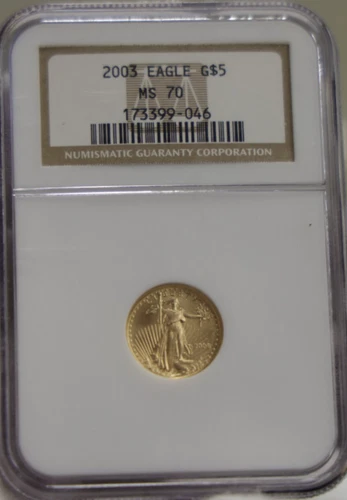 2003 US Gold Eagle 1/10th $5 NGC MS70