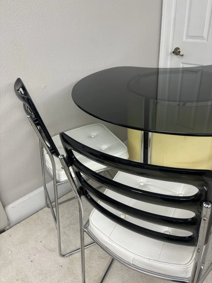 Taburetes Giotto Stoppino Mid Century Modern Chromcraft de vidrio ahumado Lucite Dry Bar4 Foto 3 de 4