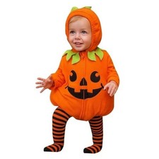 Baby Pumpkin Halloween Costume Cute Hooded Romper with 18-24 Months Orange