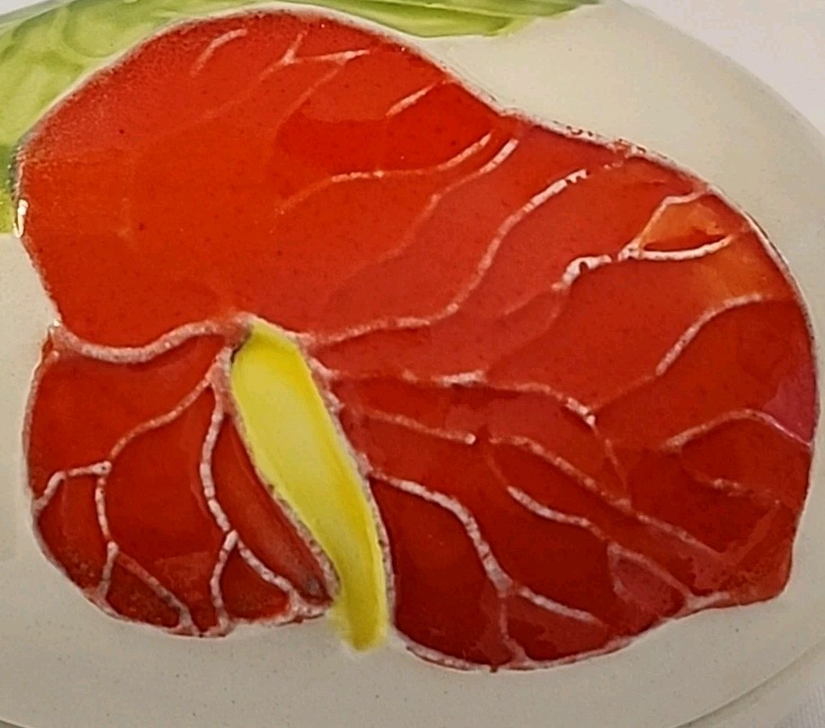 Vtg Rare Santa Anita Ware Anthurium Trinket Dish Egg Shaped Made In Hawaii EC 