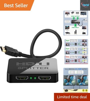 Versatile 4K HDMI Splitter - Connect Two Monitors with Synchronization Support