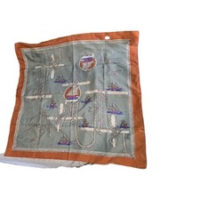 NWT Vtg Italian Polyester Nautical Scarf Knots Ships Anchors 30 X 31