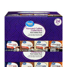 Great Value Flavored Medium Roast Ground Coffee Pods Variety Pack, 7.9 oz, 24 Co