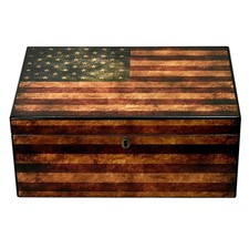 American Flag Old Glory up to 100ct Cigar Humidor Box w/ Humidifier Hygrometer