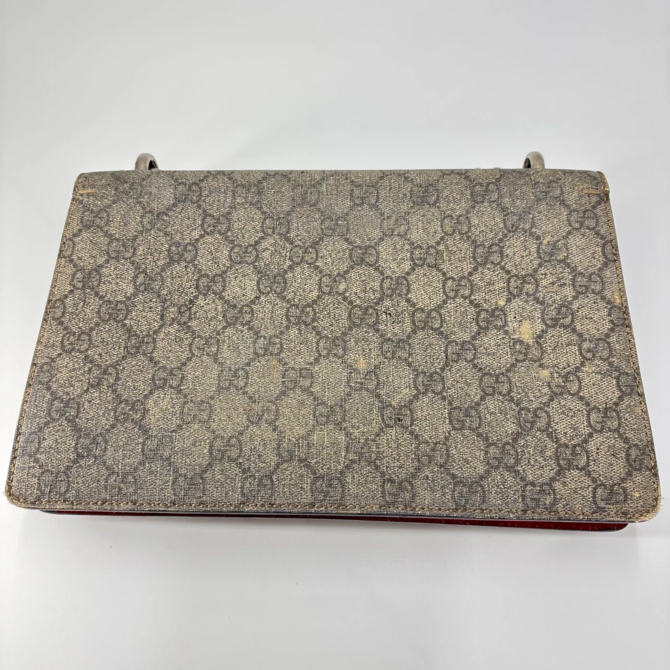 GUCCI Dionysus GG Shoulder Bag Small Red/Brown PVC Leather Suede Chain Auth - Image 4 of 4
