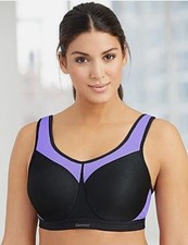 Glamorise Full Figure High Impact Wonderwire sports bra black purple