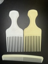 Vintage Goody Hair Pick Textured Made In USA Off White Lift Comb Set Of 3