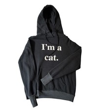 Wildfox Felpa con Cappuccio Donna Media Nera Sono Un Gatto Orecchie Pullover Pile Halloween