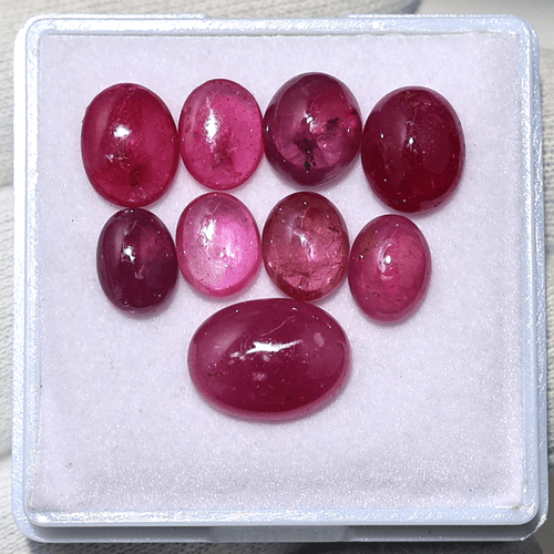 9 pezzi Mozambico rubino naturale alta qualità 8 mm-12 mm ovale cabochon pietre preziose sfuse - Foto 2 di 12